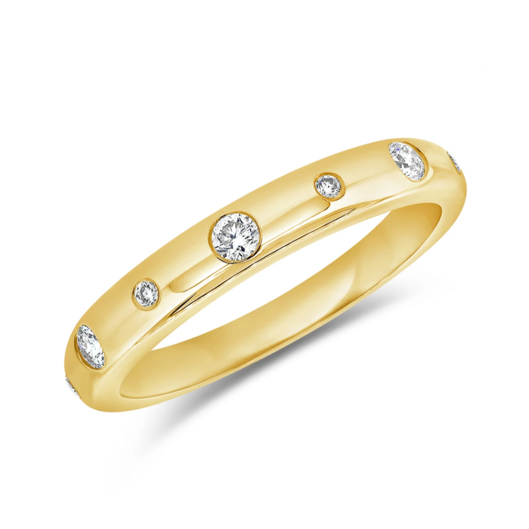 Bellatrix Gold Band with Scattered Diamonds