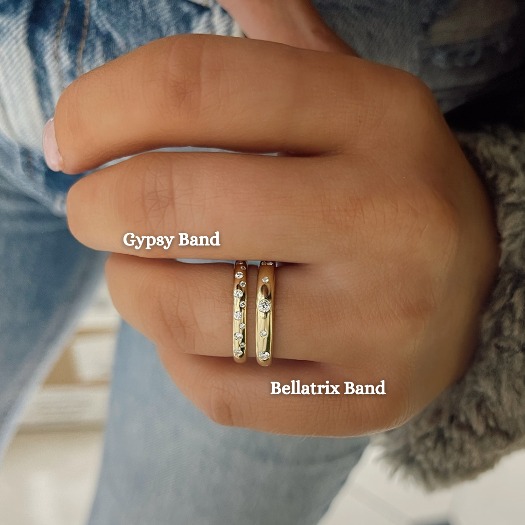 Bellatrix Gold Band with Scattered Diamonds