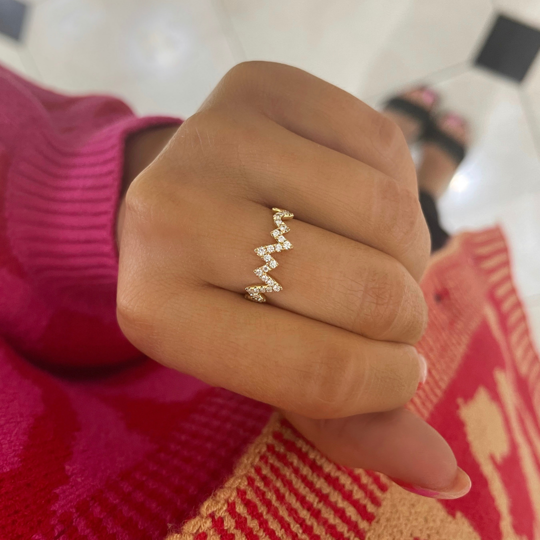 Heart Beat Zig Zag Diamond Ring