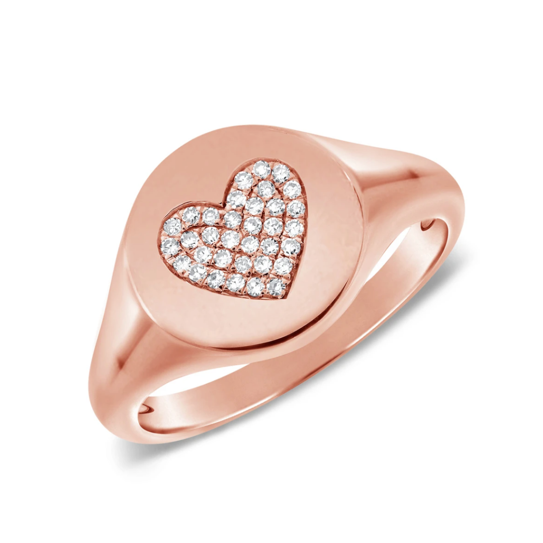 Polly 14k Gold & Diamond Heart Signet Ring