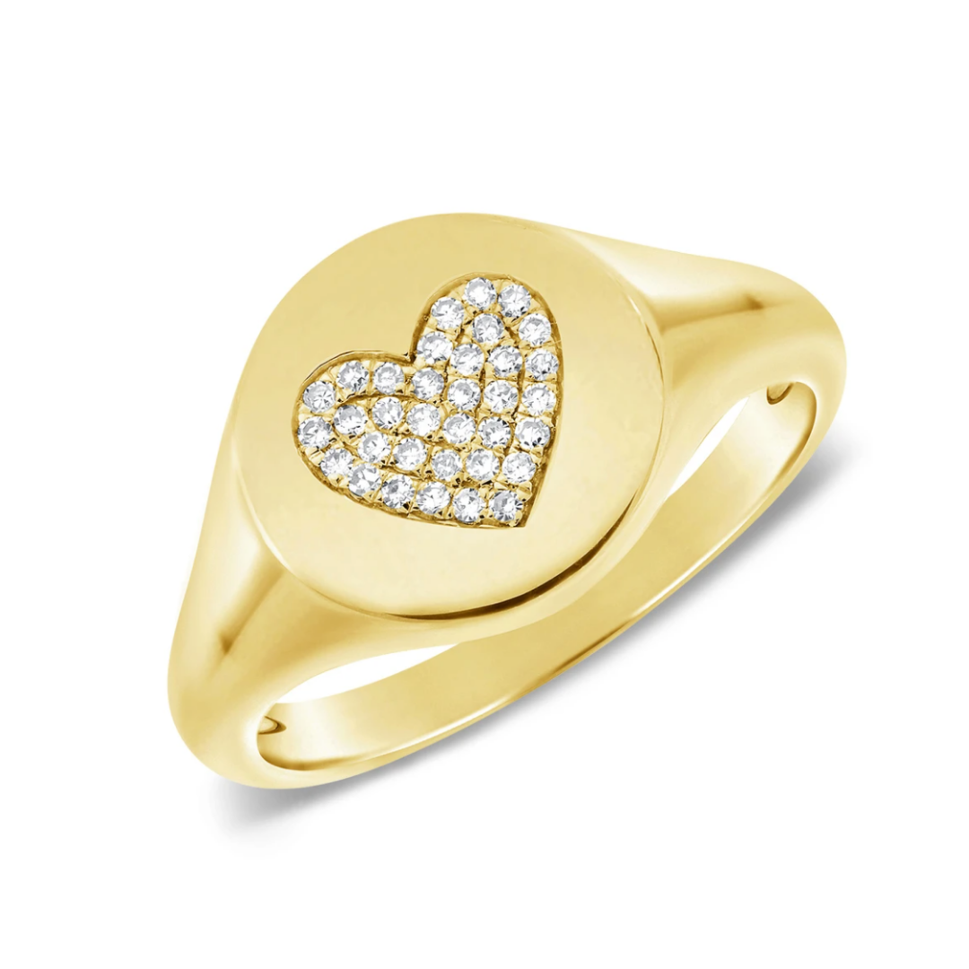 Polly 14k Gold & Diamond Heart Signet Ring