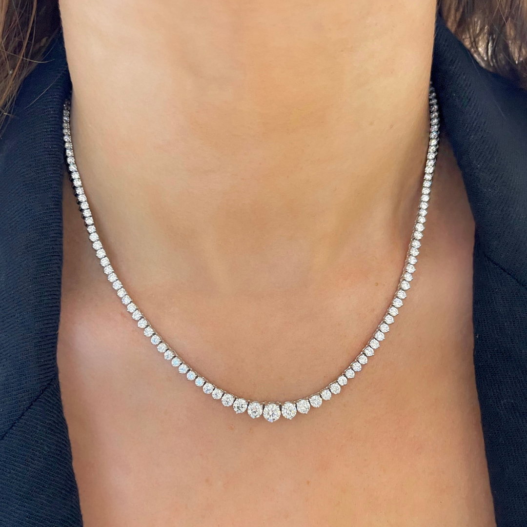 Kaye Tapered Diamond Tennis Necklace 7.49 ctw
