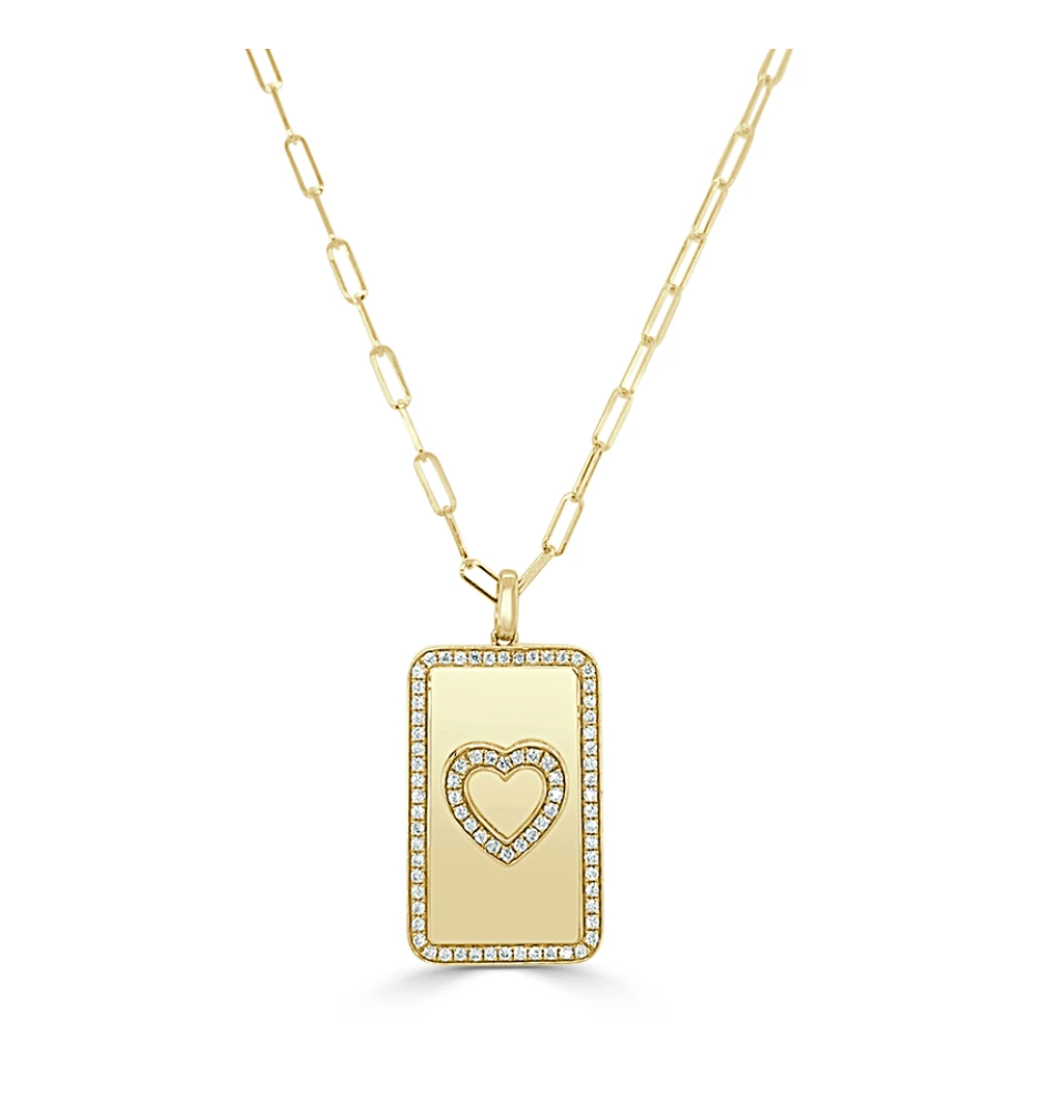 Lock & Keep Diamond Heart Pendant on Paperclip Chain Necklace