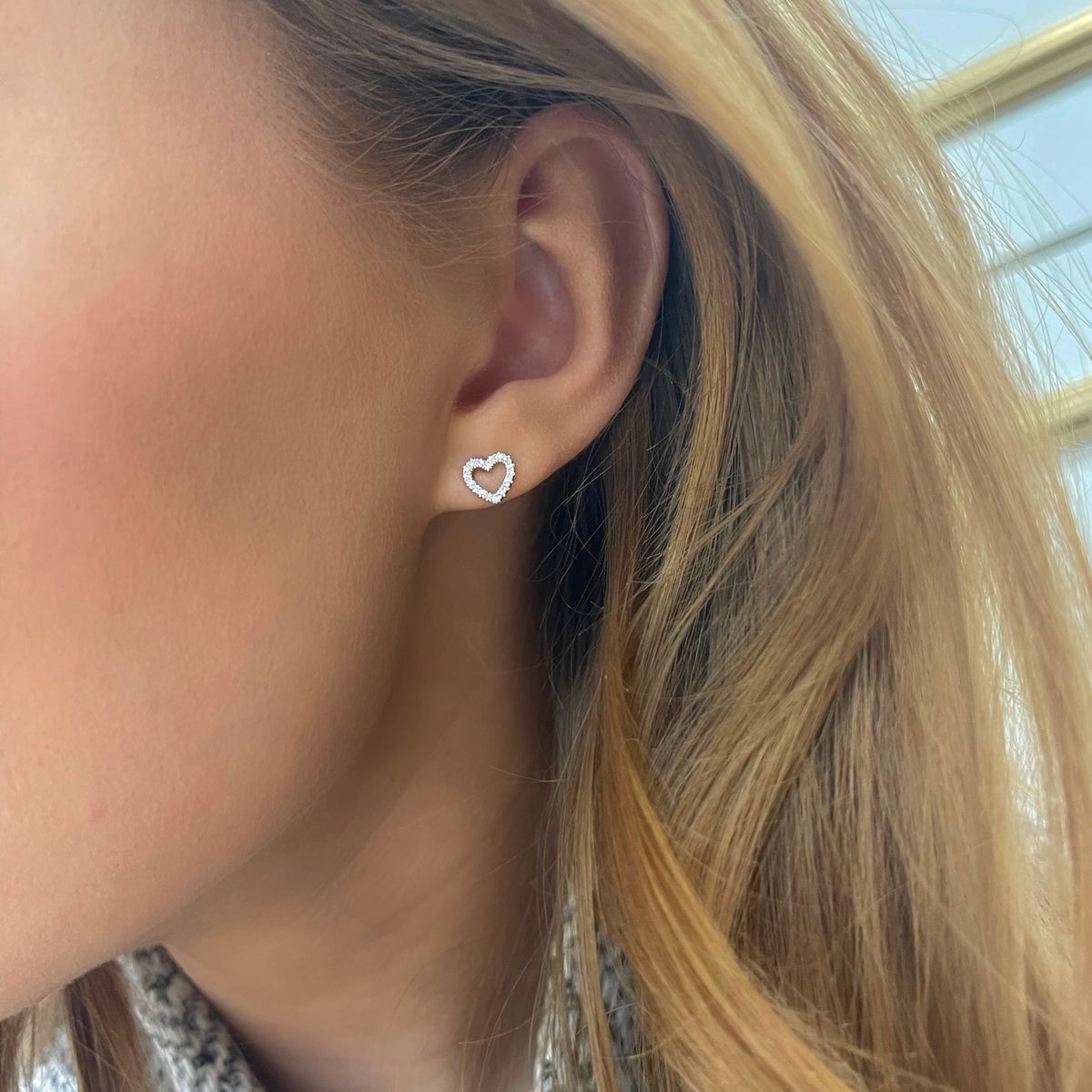 Love Struck Diamond Heart Stud Earrings