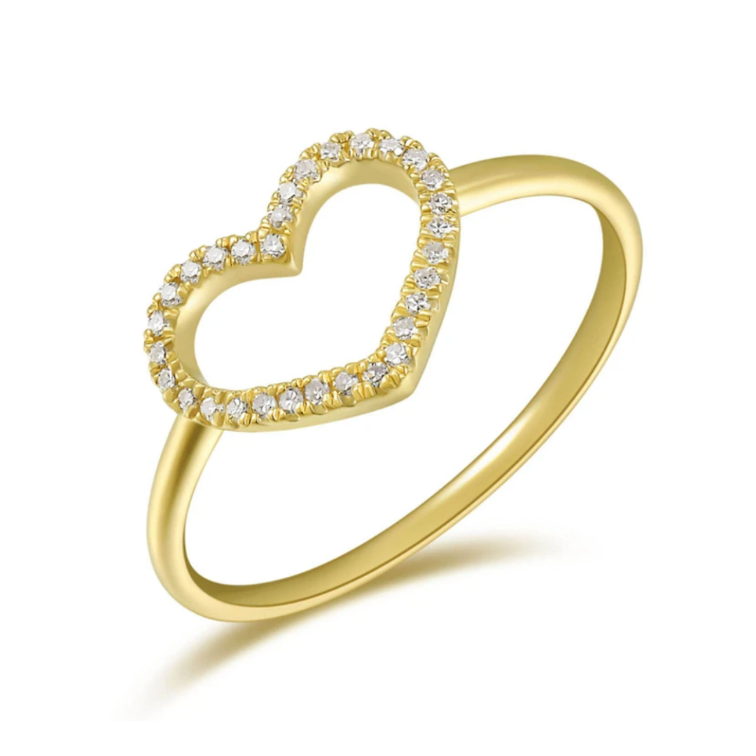 14KT White Gold Diamond Heart Ring - SHOP