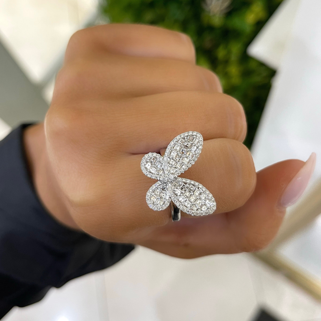 Mini Aurelia Asscher Cut Diamond Butterfly Cocktail Ring