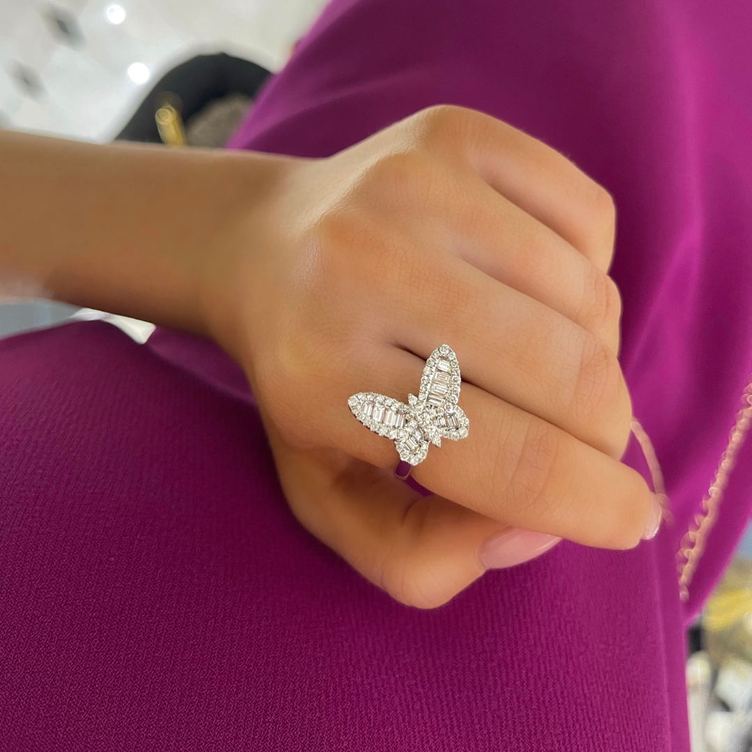 Mini Ophelia Single Baguette Butterfly Ring