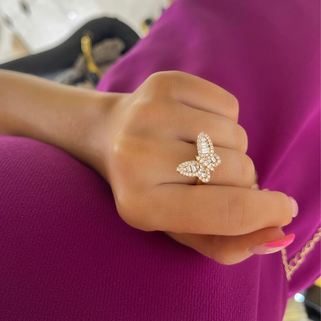 Mini Ophelia Single Baguette Butterfly Ring