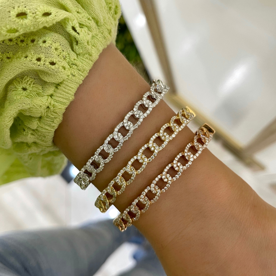 Pilar Pave Chain Link Bangle Bracelet 1.75 ctw