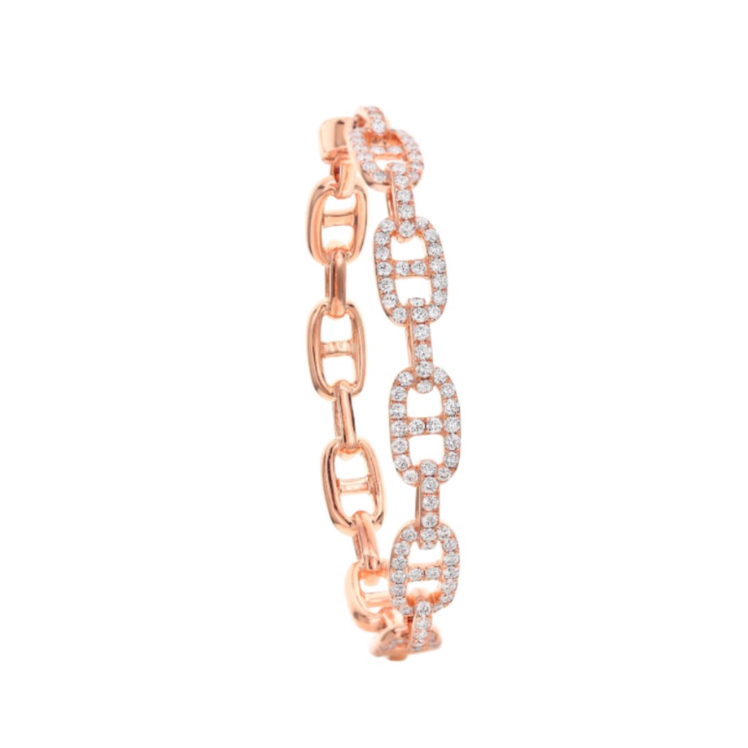 Stassie Chain Link Pave Diamond Bangle Bracelet 3.00 ctw