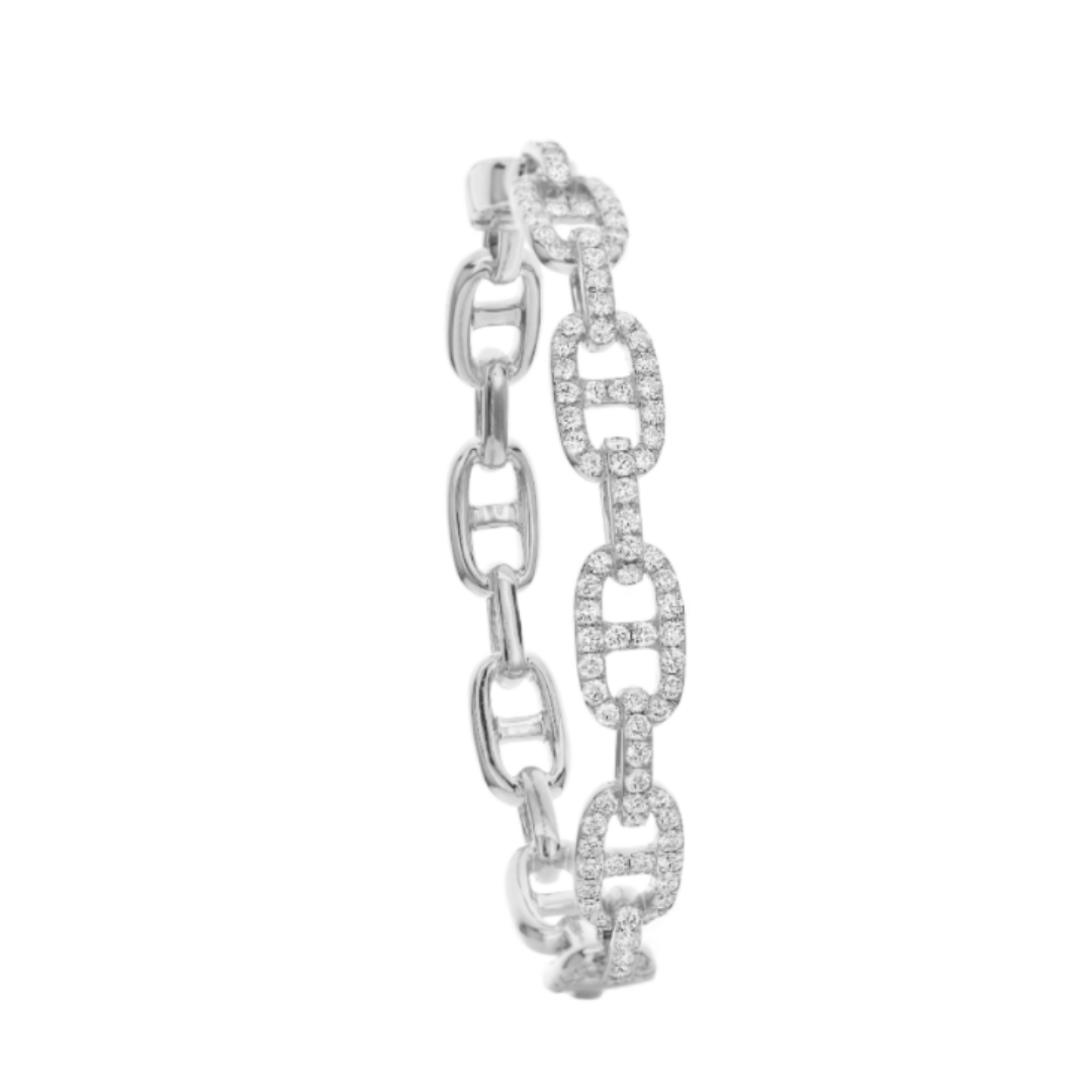 Stassie Chain Link Pave Diamond Bangle Bracelet 3.00 ctw