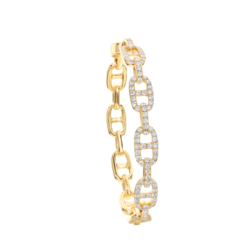 Stassie Chain Link Pave Diamond Bangle Bracelet 3.00 ctw