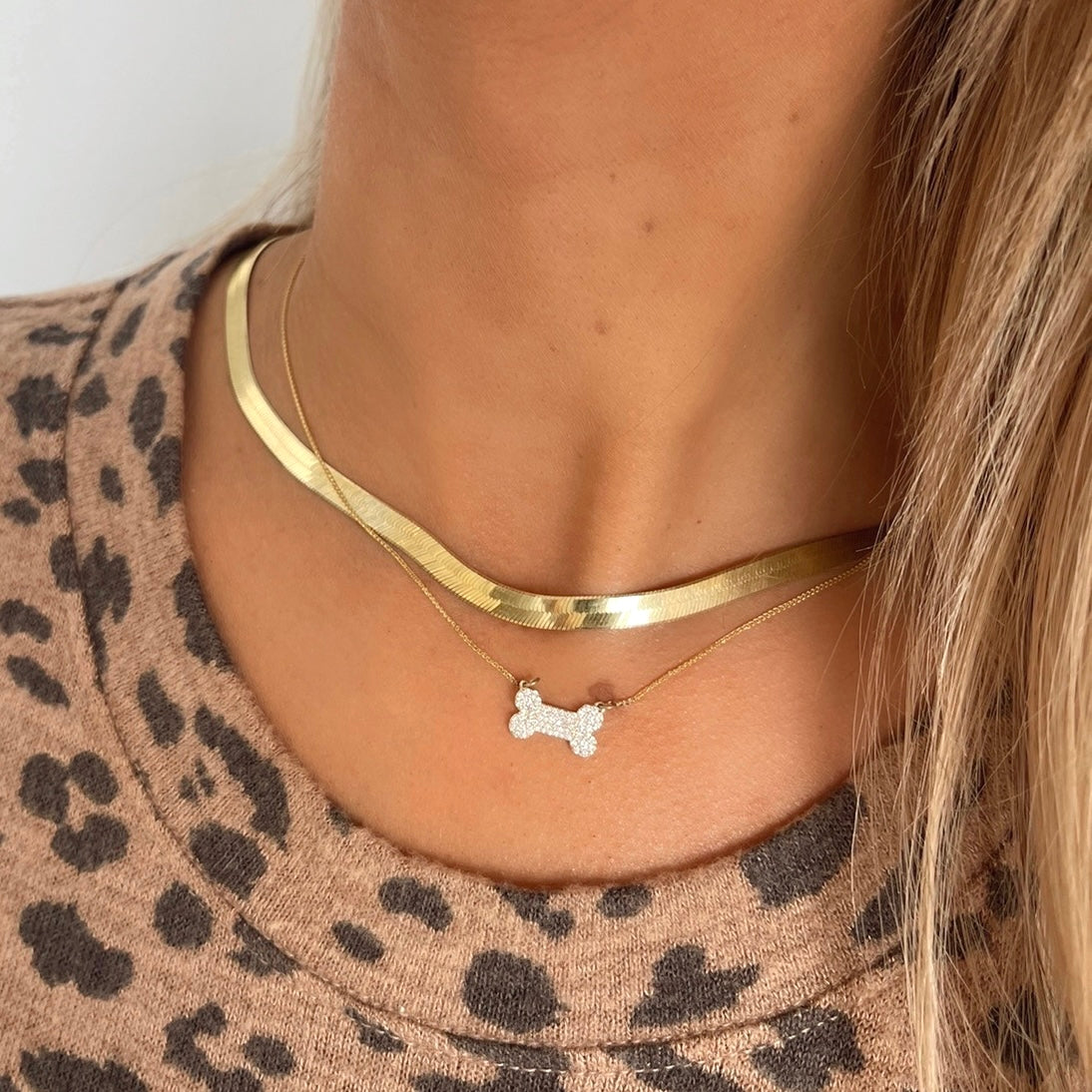 Remi Pave Diamond Dog Bone Necklace or Bracelet