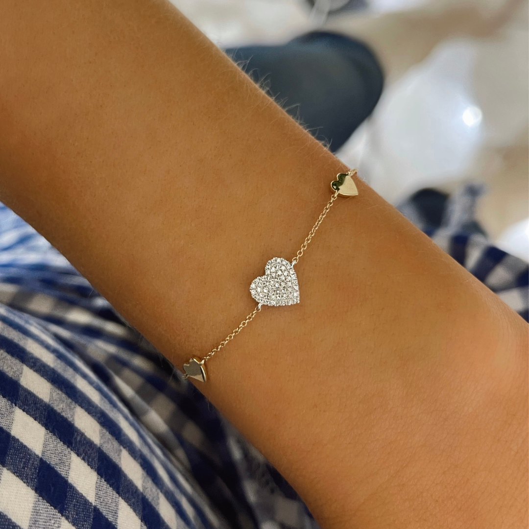 Isabella Triple Heart Pave Diamond Bracelet