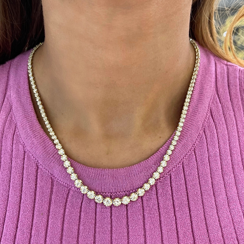 Poppy Bezel Set Diamond Tennis Necklace 5 ctw