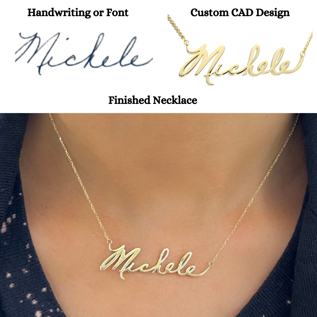 Custom Handwritten Gold Name Necklace