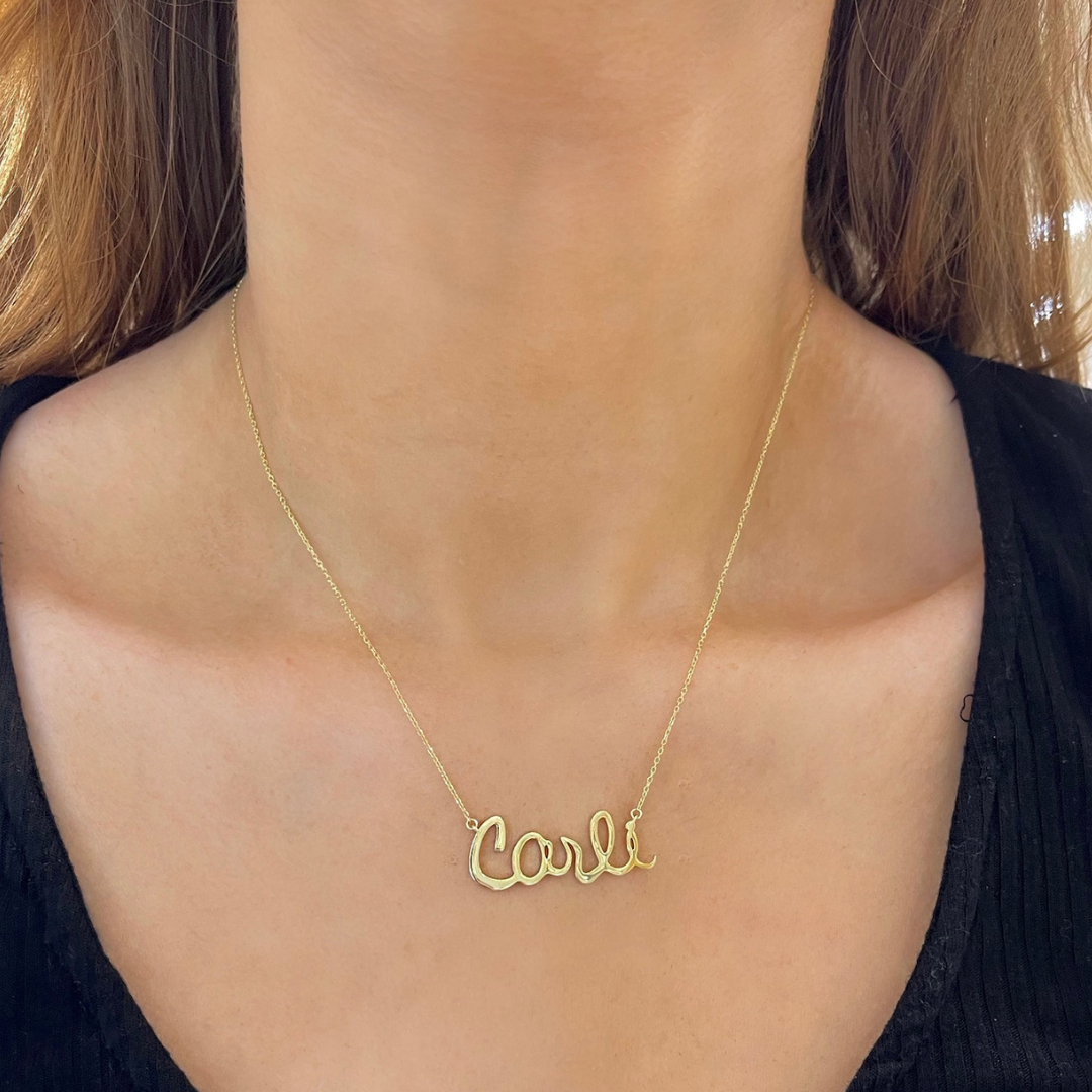 Custom Handwritten Gold Name Necklace