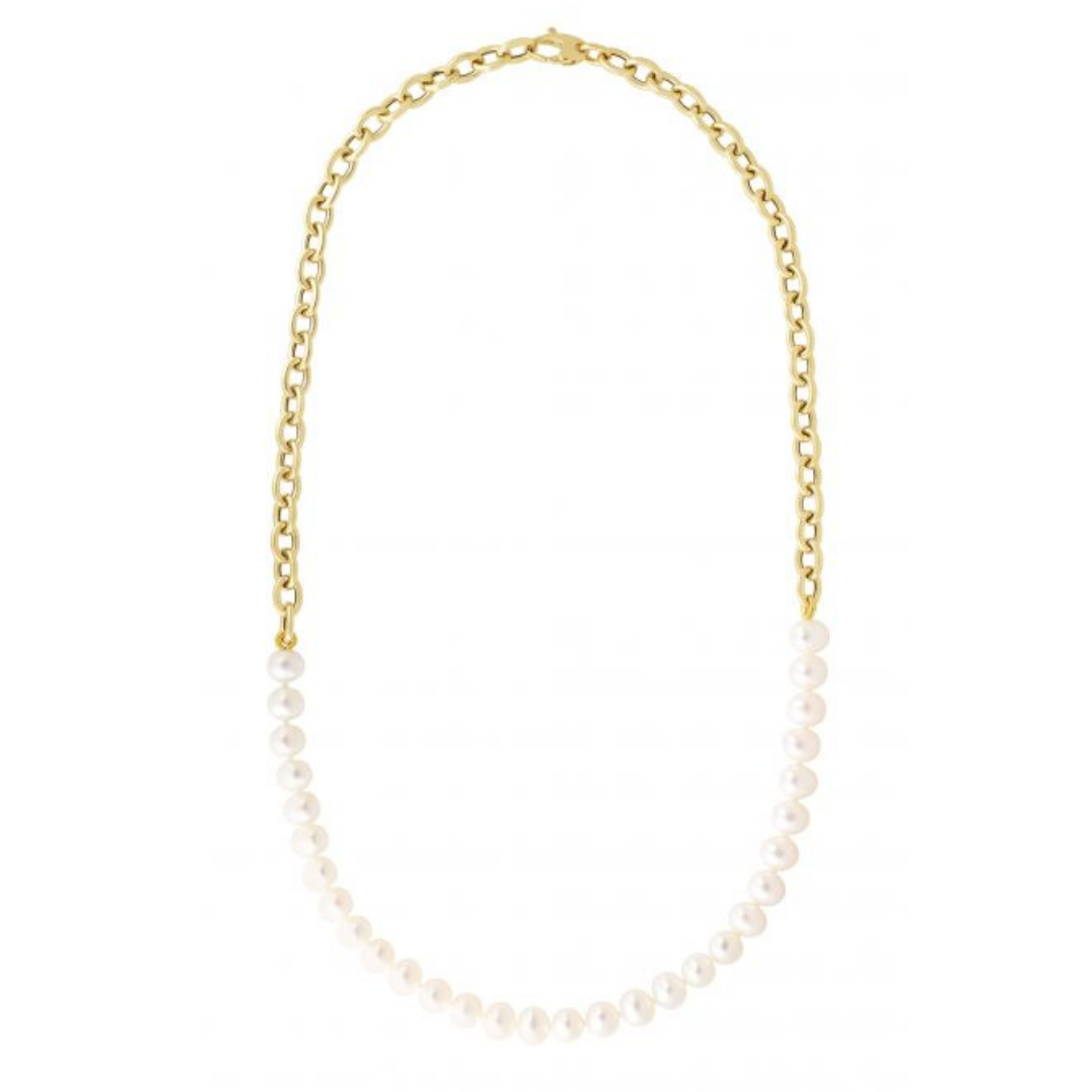 Betty Gold Link and Cultured Pearl Necklace