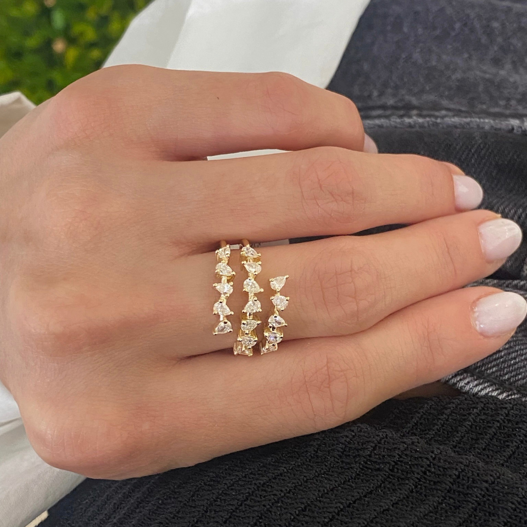 Paislee Pear Crossover Diamond Ring