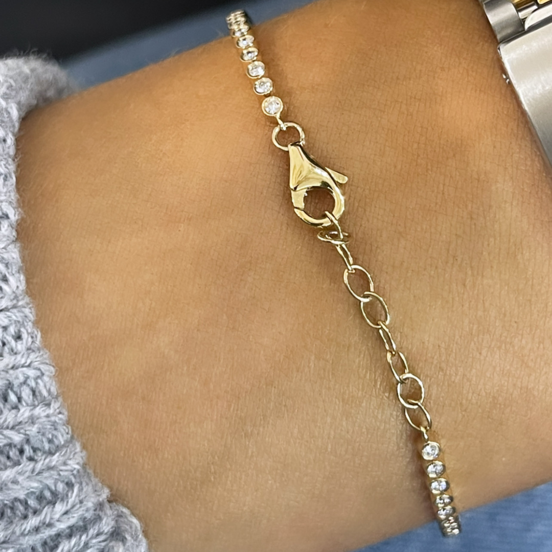 Parker Bezel Diamond Tennis Bracelet with Lobster Closure 0.84 ctw