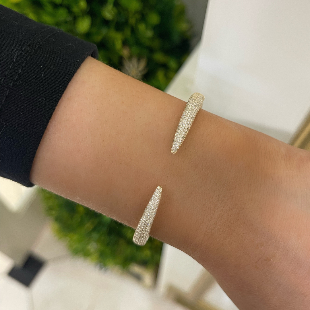 Bennett Pave Claw Diamond Cuff Bangle Bracelet 1.18 ctw