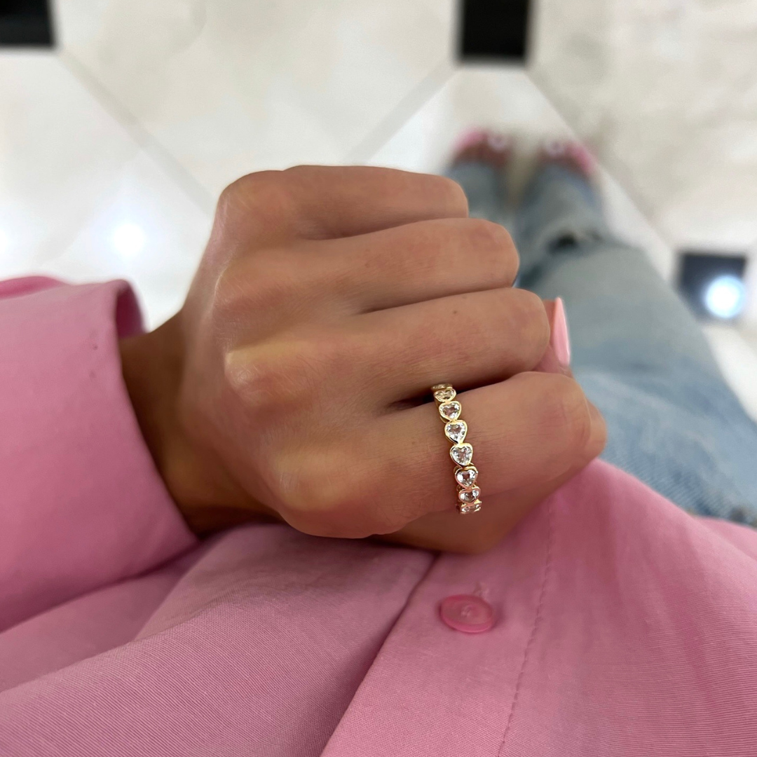 "Be Mine" White Topaz Eternity Heart Ring