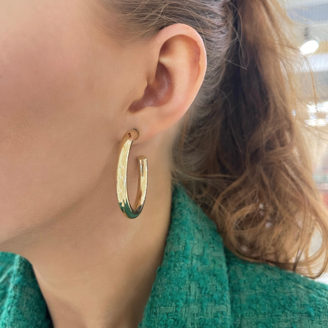 Jade Tube Hoops 30mm