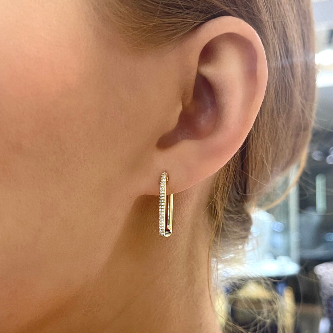 Karsen Rectangular Diamond Huggie Earrings