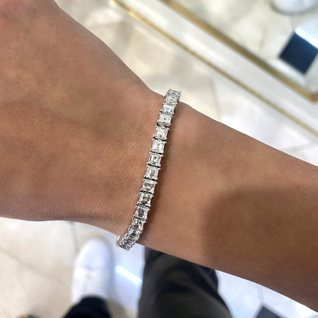 Tavia Asscher Cut Diamond Tennis Bracelet 11.85 ctw