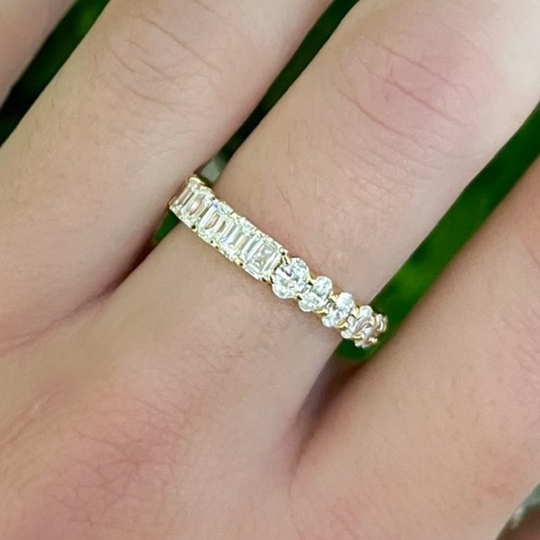 Emerald cut half eternity band on sale