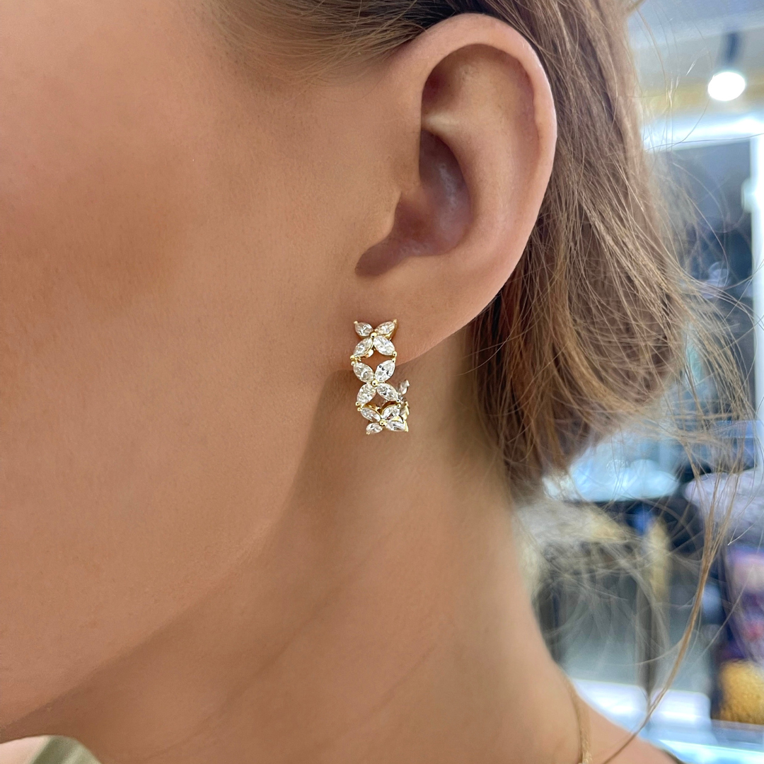 Marigold Marquise Diamond Double Sided Hoop Earrings