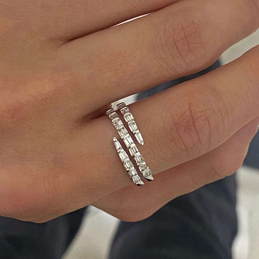 West Baguette Crossover Ring