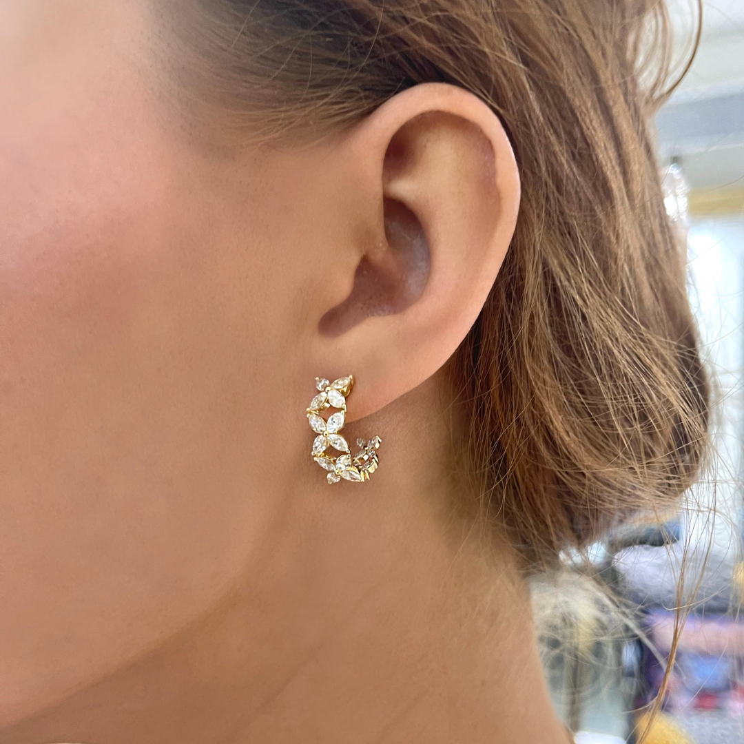 Marigold Marquise Diamond Double Sided Hoop Earrings