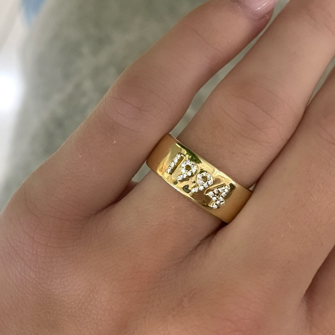 Custom 3D Diamond Solid Gold Cigar Band