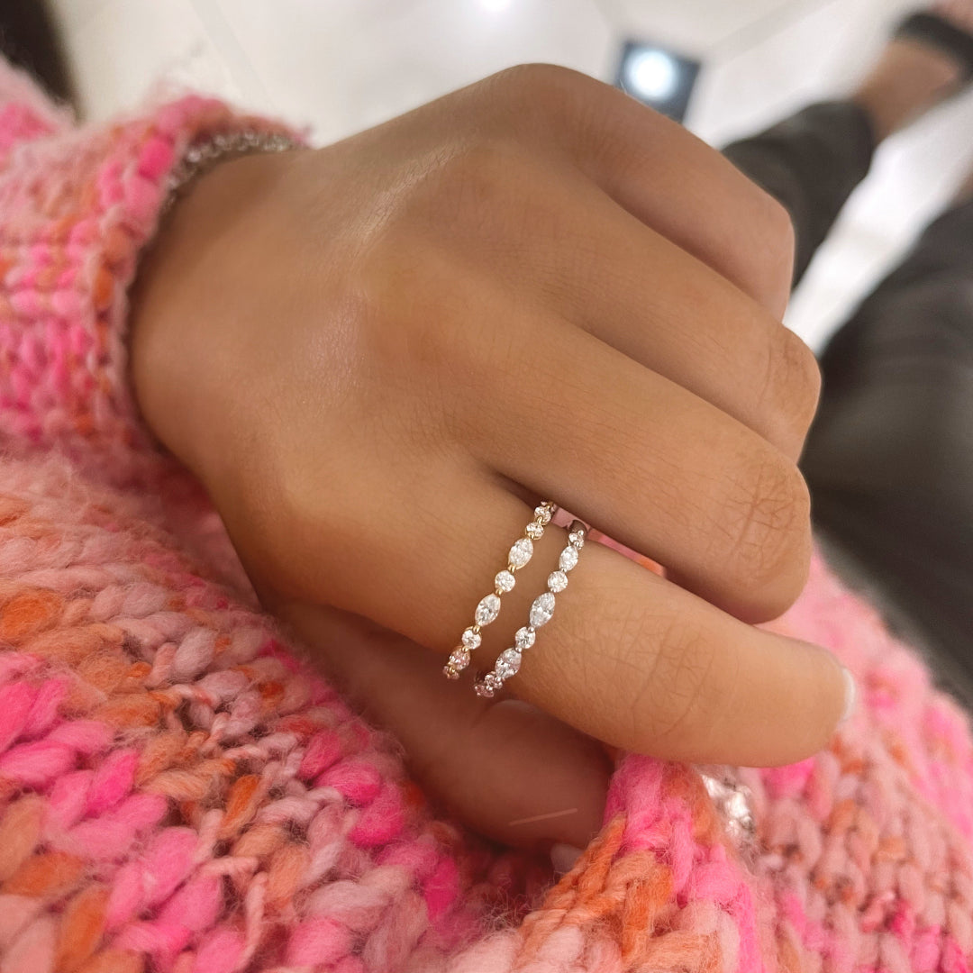 Ansley Alternating Marquis & Round Diamond Band
