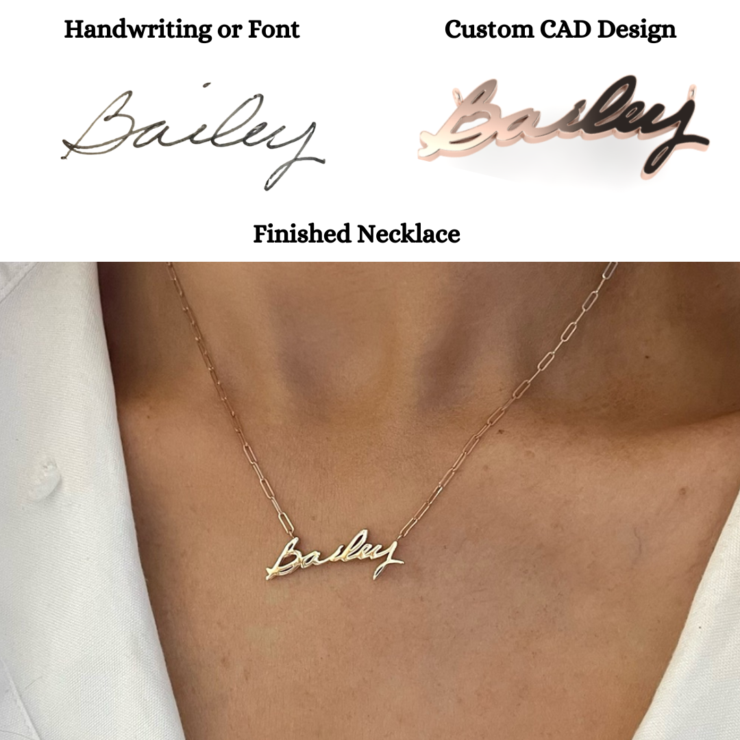 Custom Handwritten Gold Name Necklace