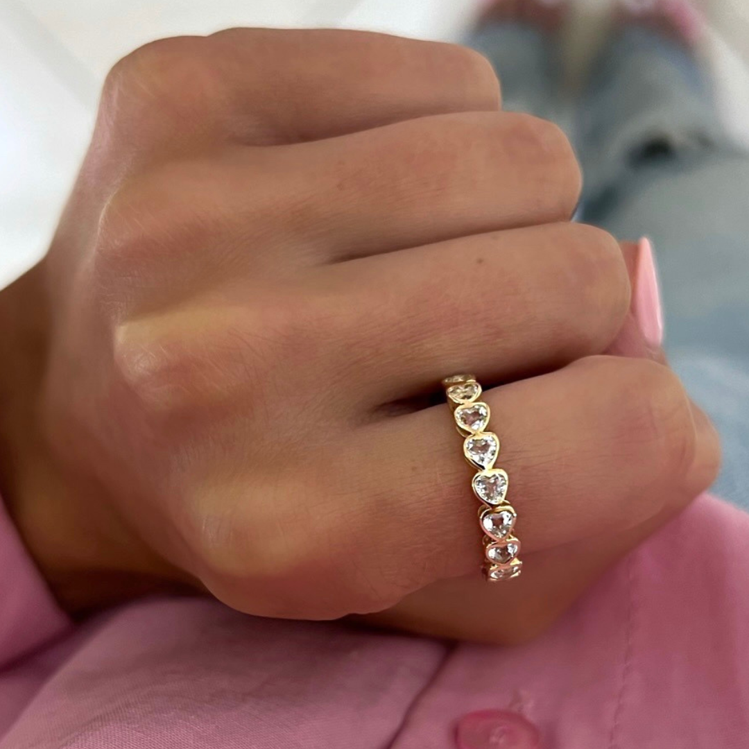"Be Mine" White Topaz Eternity Heart Ring