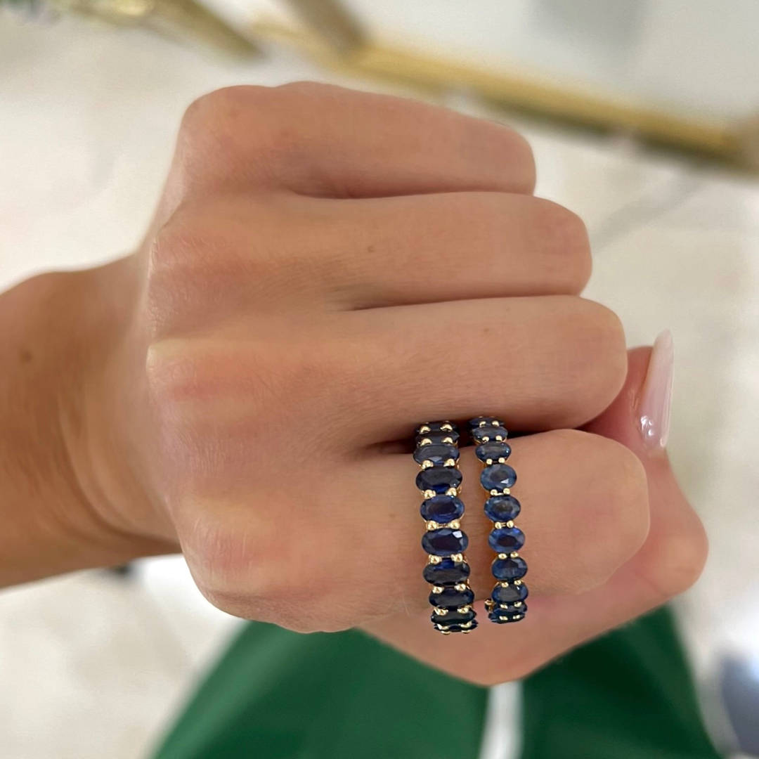 Blue Sapphire Oval Eternity Bands