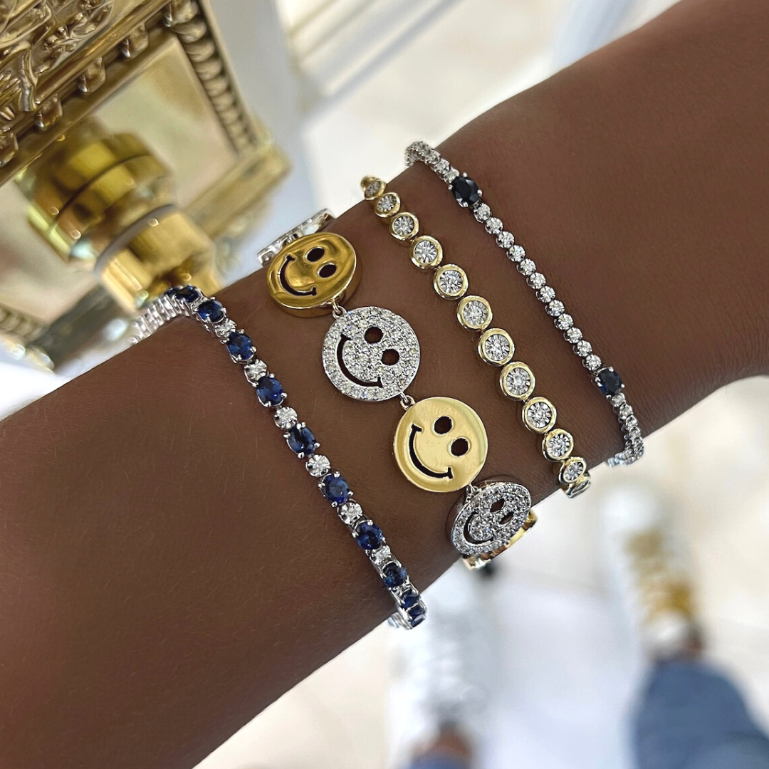 Drew Smiley Pave & Gold Bracelet 2.25 ctw