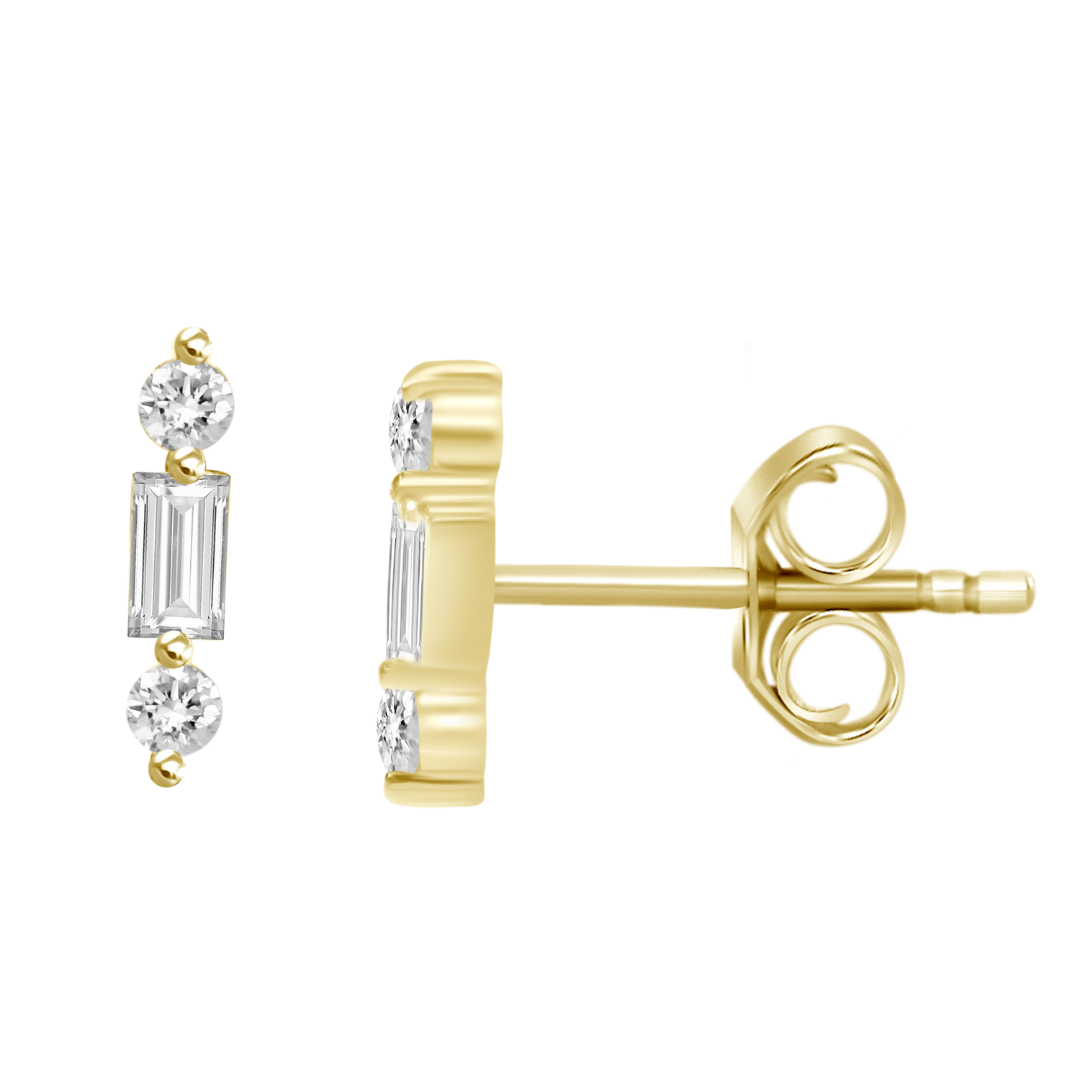 Brooklyn Baguette Bar Diamond Stud Earrings