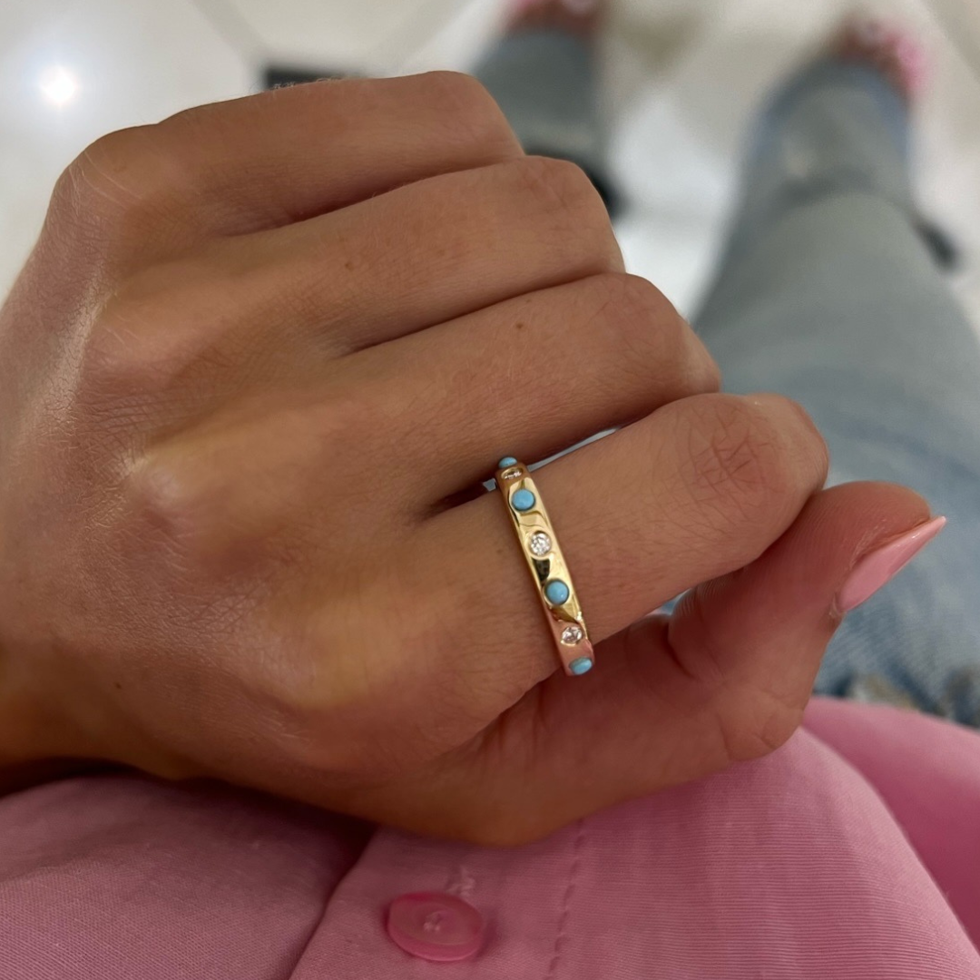 Turquoise and diamond online eternity band