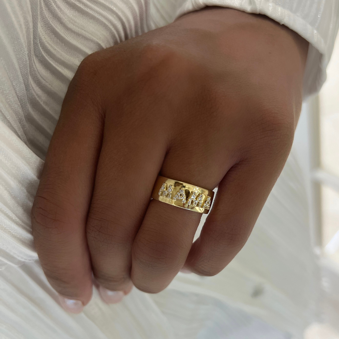 Custom 3D Diamond Solid Gold Cigar Band