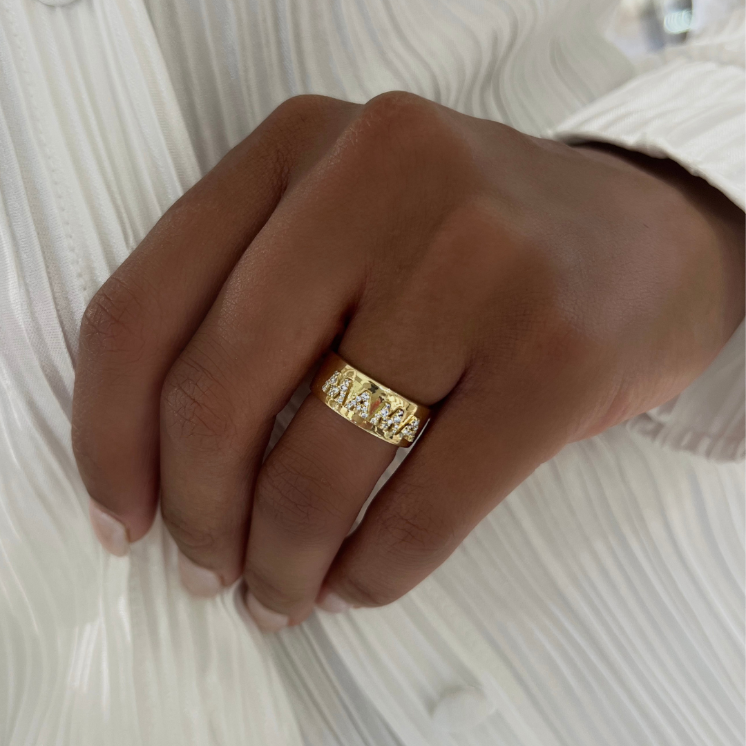 Custom 3D Diamond Solid Gold Cigar Band