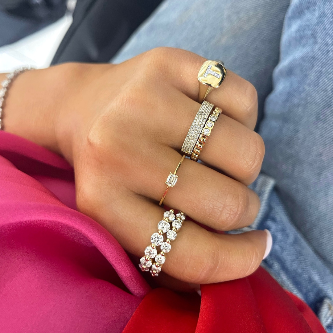 Easton Emerald Cut Dainty Diamond Ring