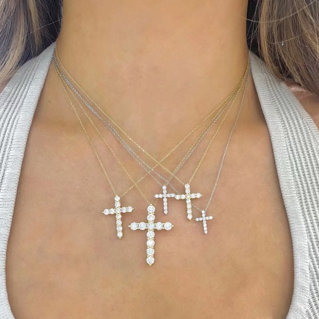 Georgie Two Prong Diamond Cross Necklace RW Fine Jewelry