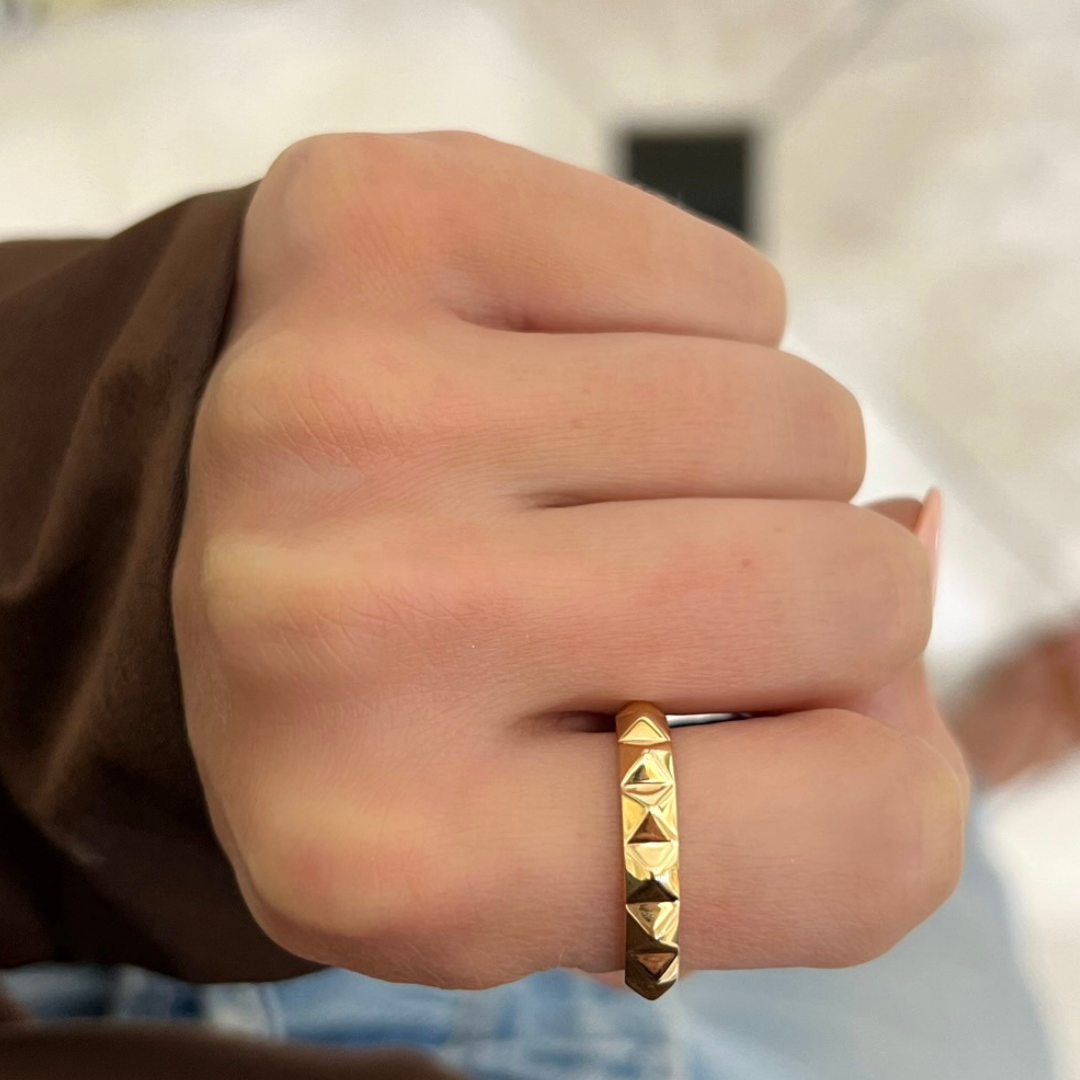 Gold Studded Stacking Band RW Fine Jewelry