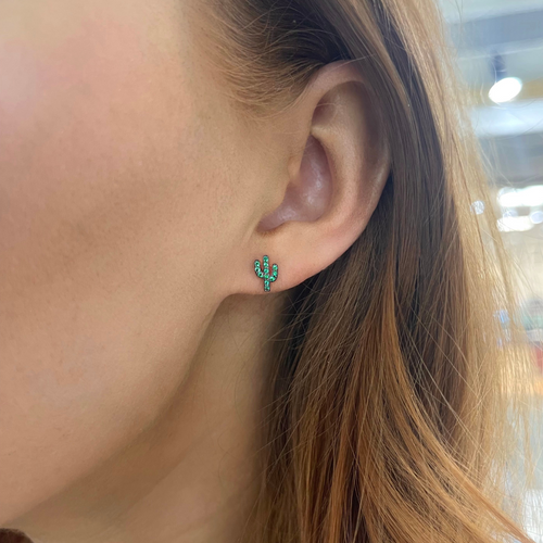 Cactus Emerald Stud Earrings