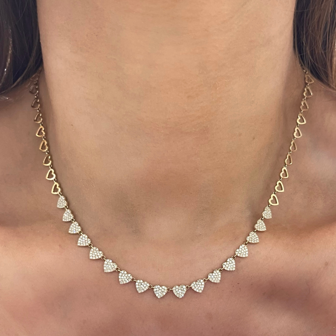 "Heart to Heart" Adjustable Pave Diamond Tennis Necklace RW Fine Jewelry