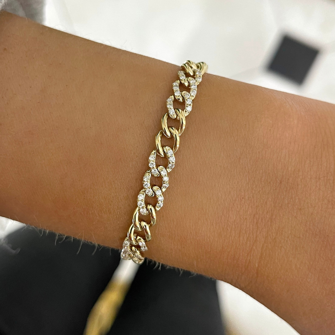 Josie Gold Diamond Cuban Link Bracelet