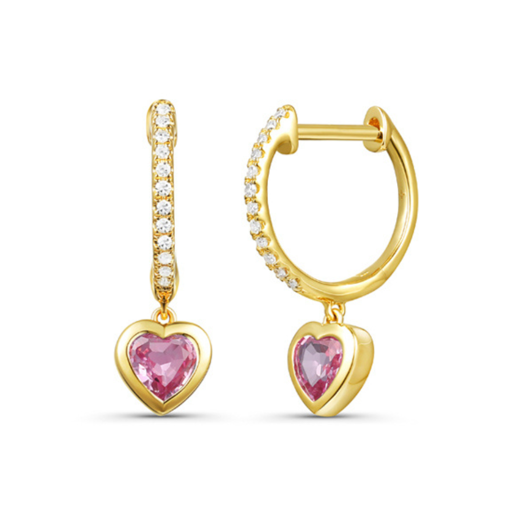 Kait Dainty Heart Drop Huggie Earrings